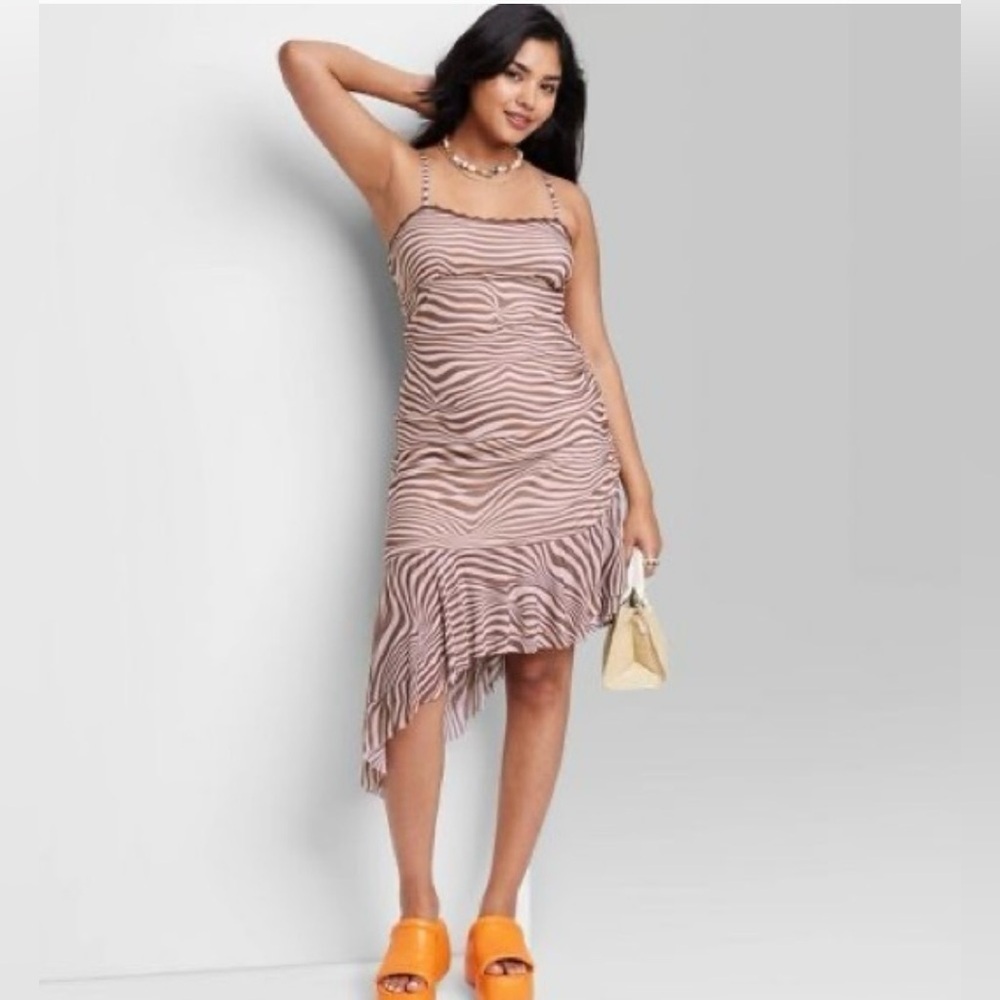 Wild Fable Zebra Print Asymmetrical Dress NWT Y2K style